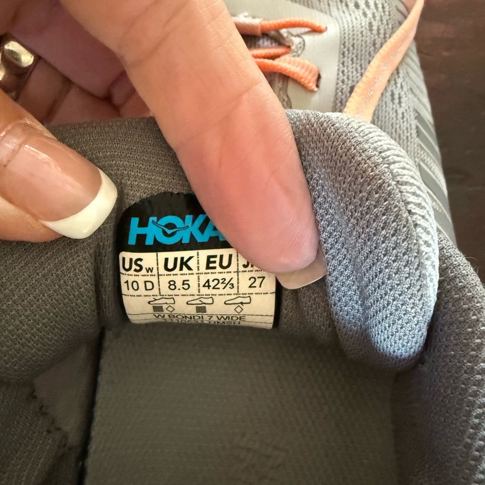Hoka Gray and Orange Athletic Shoes with Supportive Midsole - Picture 5 of 5